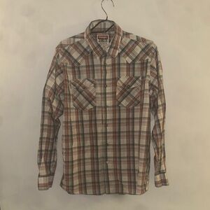 Wrangler Men's Plaid Shirt - Red and Blue